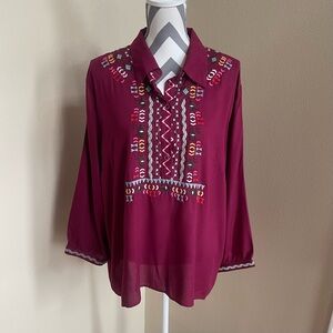 Laterz Clothing - Embroidered Button Shirt - Top - Blouse - Size: XL